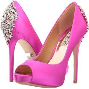 NIB Badgley Mischka Women's Kiara Platform Pump In Carmine Pink